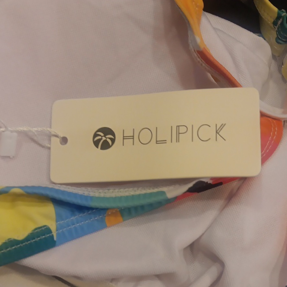 NWT. Holipick Colorful Abstract Women's Halter Neck Style Tankini Swimsuit - Picture 10 of 12